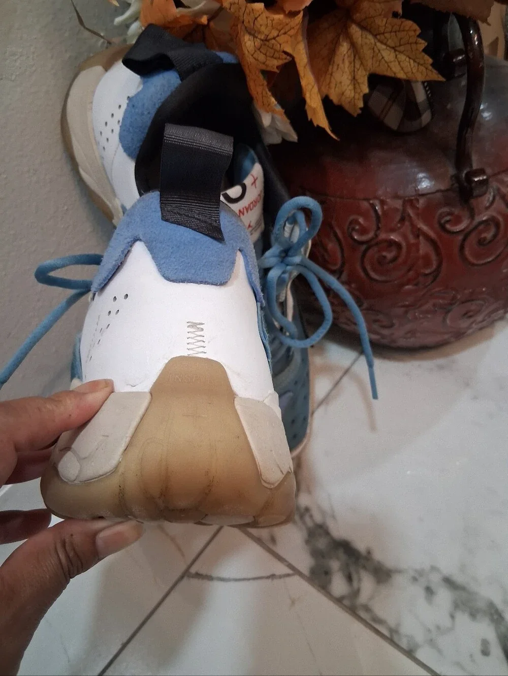 Jordan Kids Teal Blue and White Sneakers with Gum Sole